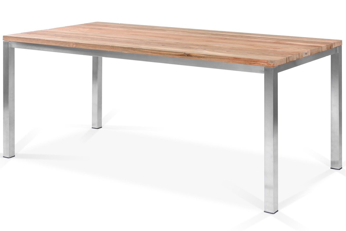 OUTFLEXX Esstisch, silber/natur, Edelstahl/ recyceltes Teak, 180x90cm, rustikal gebürstet, FSC®-zertifiziertes Produkt 15862__1