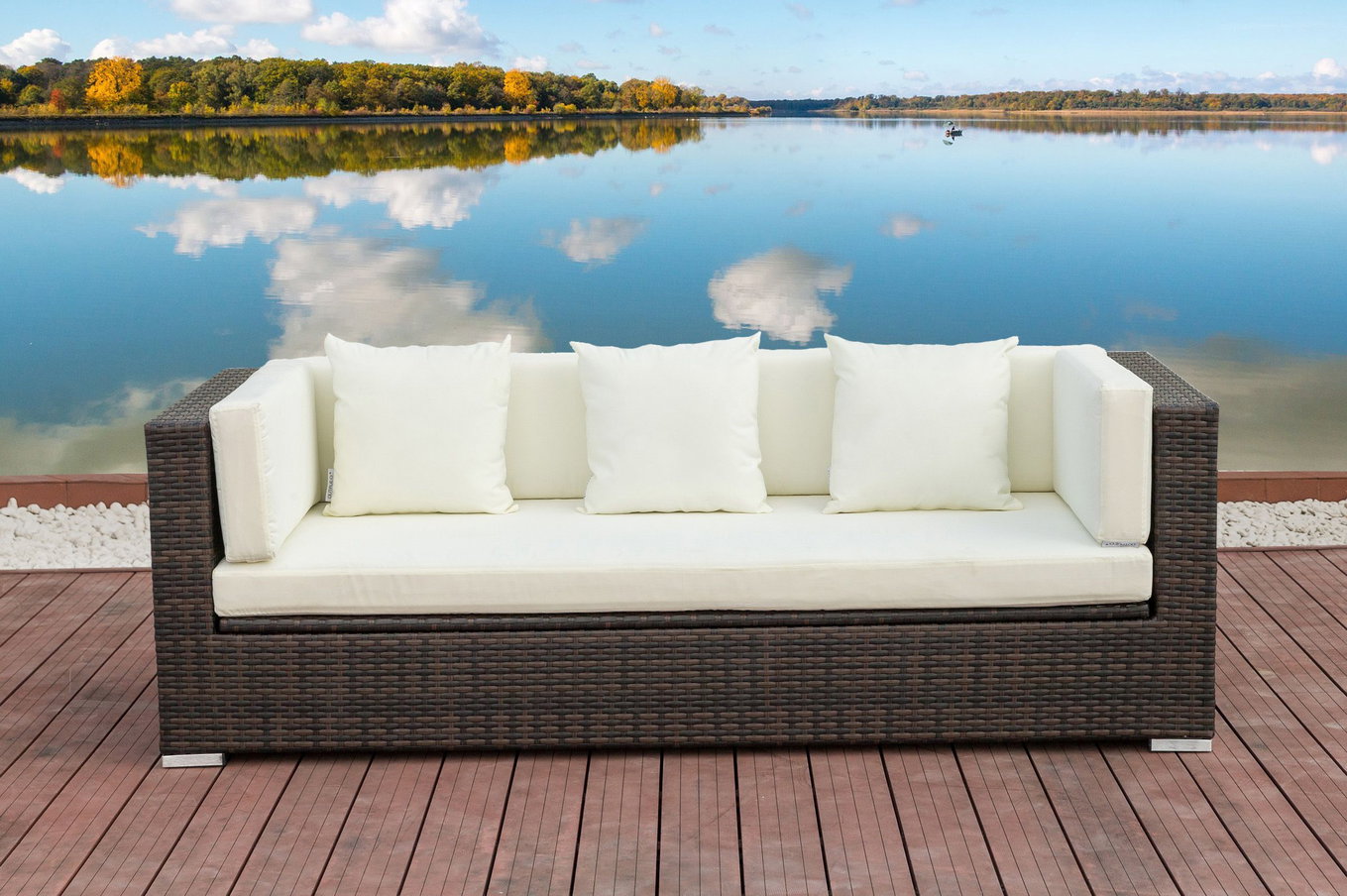 OUTFLEXX 3-Sitzer Sofa, braun marmoriert, Polyrattan, 210 x 85 x 70 cm, wasserfeste Kissenbox 15734_1_BOX__1