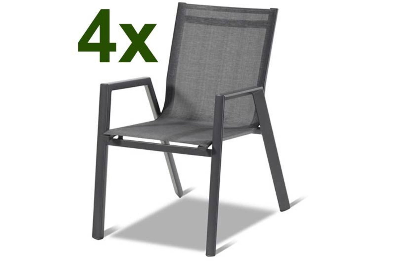 HARTMAN 4er Set Aruba Stapelsessel, xerix/anthrazit, Alu/Textilene, 75x55x88cm 18667__1