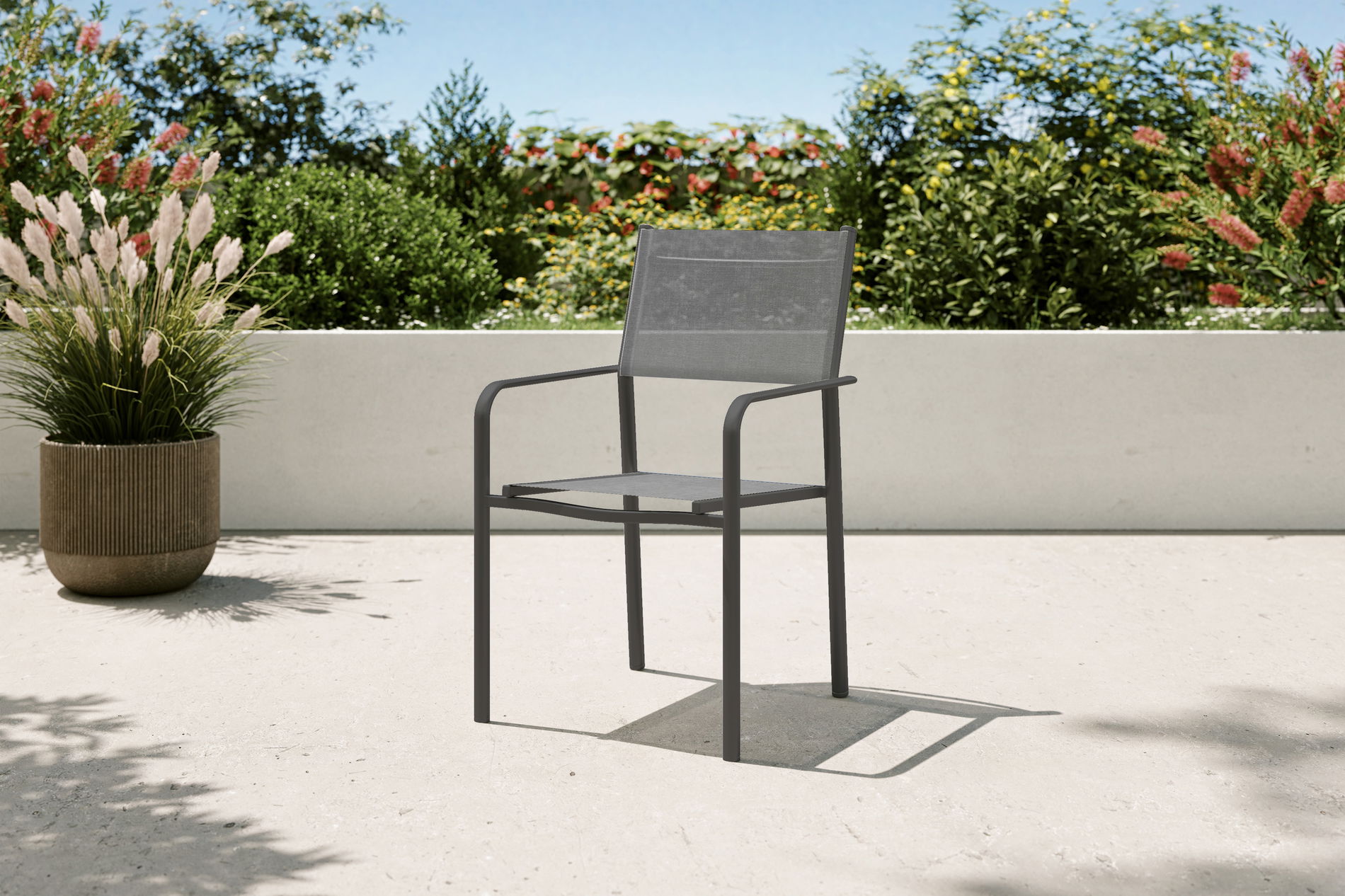 VILLANA Tasmania Stapelstuhl, Dunkelgrau, Aluminium, stapelbar, pflegeleicht, hohe Belastbarkeit, witterungsbeständig 80107__1