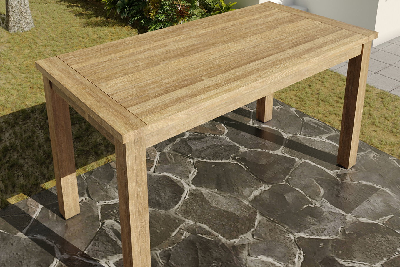OUTFLEXX Esstisch, natur, recyceltes SLVK-Teakholz, Plattenstärke 30 mm, 200 x 100 x 77 cm 13422_3__1