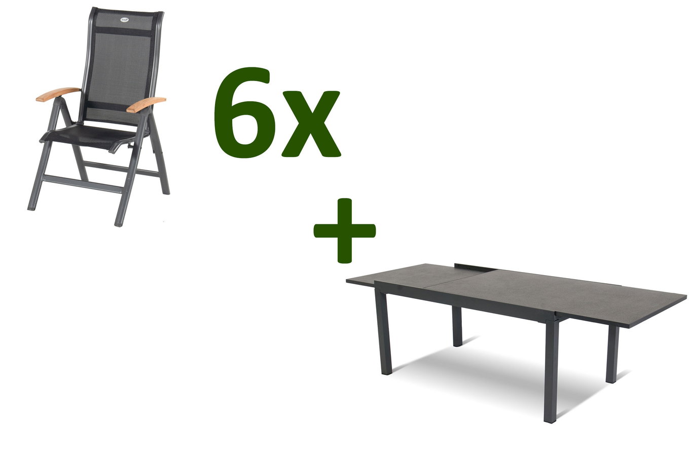 HARTMAN Garten-Essgruppe, xerix-anthrazit, Alu/HPL, 4x4 Textilen, 260/160x90 cm, 6 Personen 13967__1