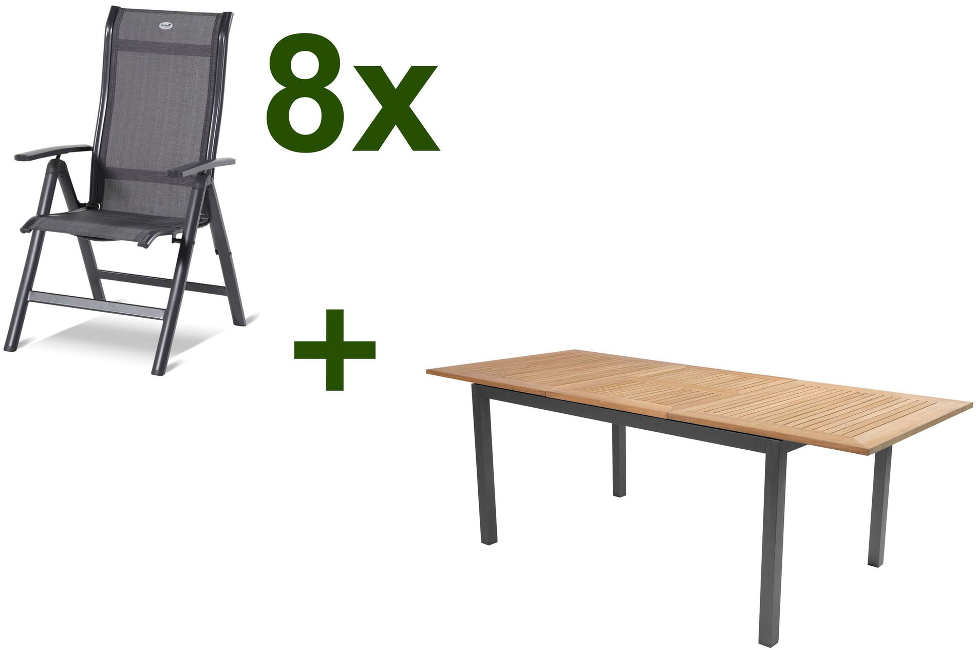 HARTMAN Garten-Essgruppe, xerix-anthrazit, Alu/Teakholz, 210/150x90 cm, 8 Personen 13973__1