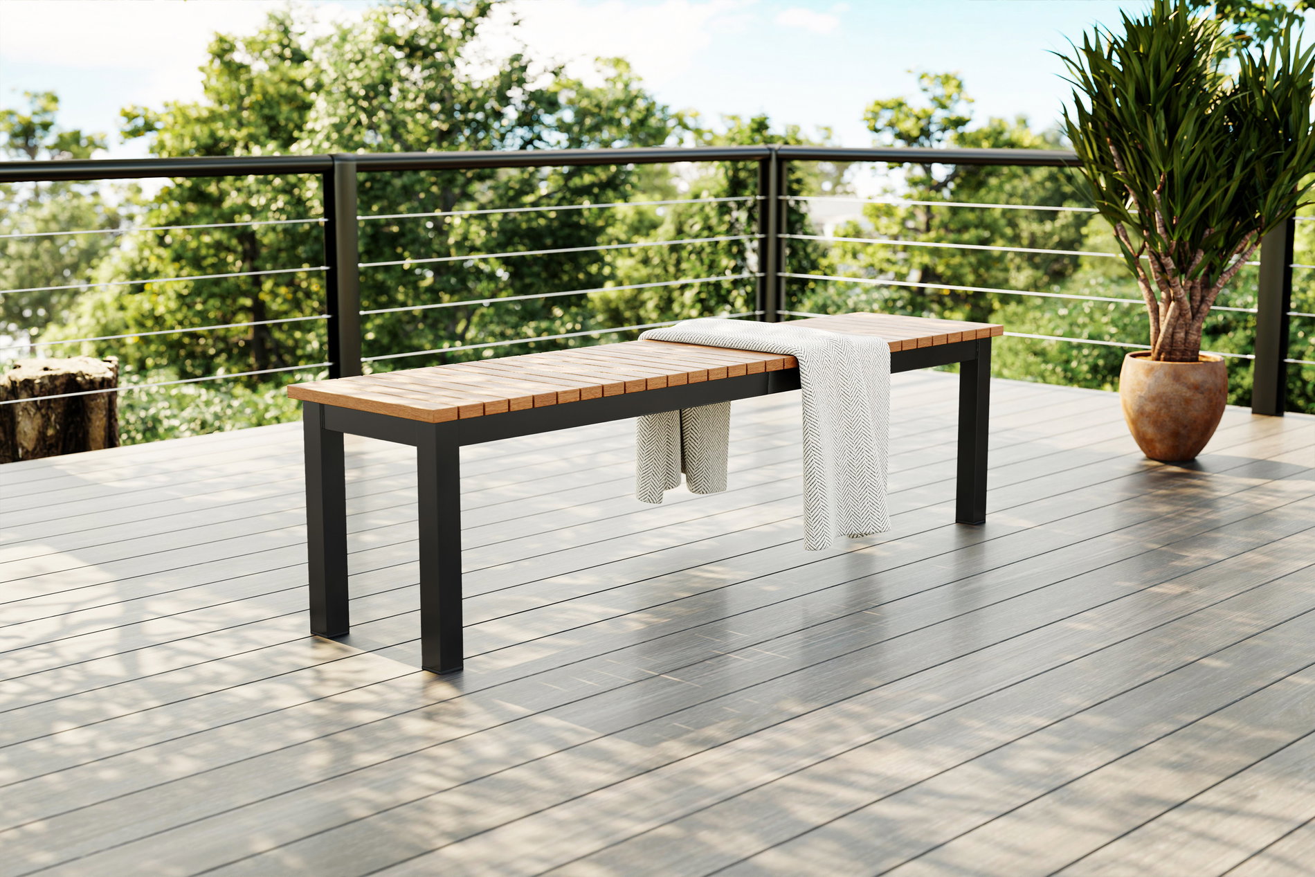 VILLANA Tasmania Gartenbank, anthrazit, Alu/Eukalyptus, hohe Belastbarkeit, witterungsbeständig, FSC®-zertifiziertes Produkt