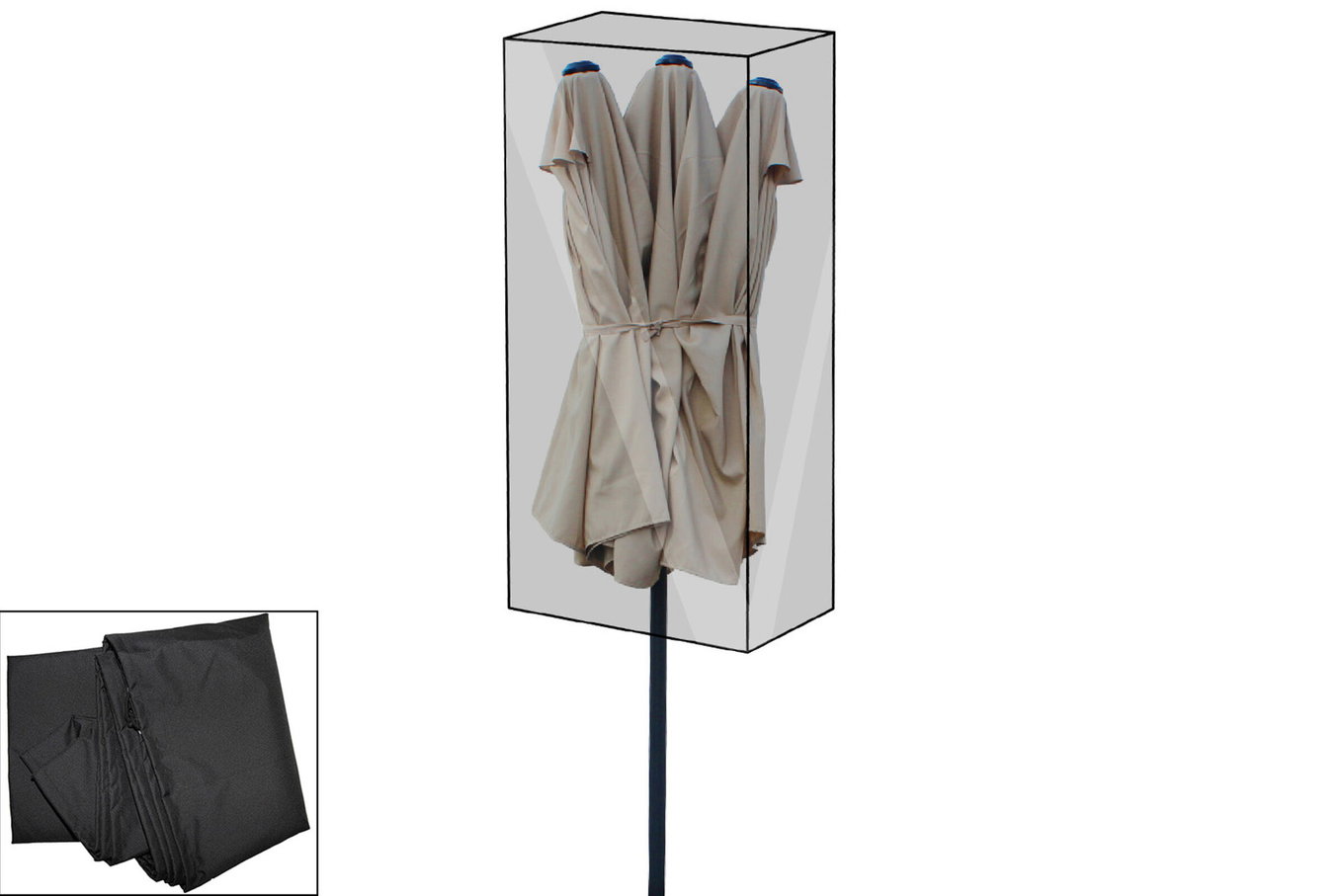 OUTFLEXX Premium Abdeckhaube für Leco Ovalschirm, schwarz, wasserbeständig, Ø67 x 157 cm 13655__1