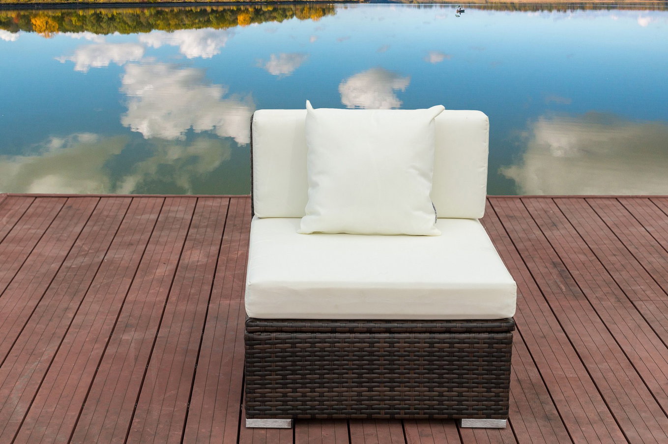 OUTFLEXX Mittelelement, braun marmoriert, Polyrattan, 70 x 85 x 70 cm, wasserfeste Kissenbox 15734_5_BOX__1