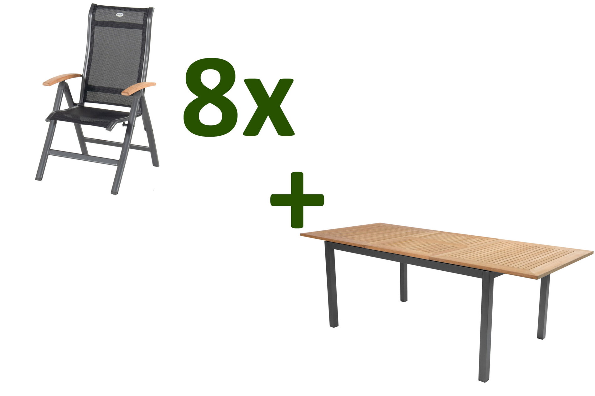 HARTMAN Garten-Essgruppe, xerix-anthrazit, Alu/Teakholz, 4x4 Textilen, 210/150x90 cm, 8 Personen 13972__1