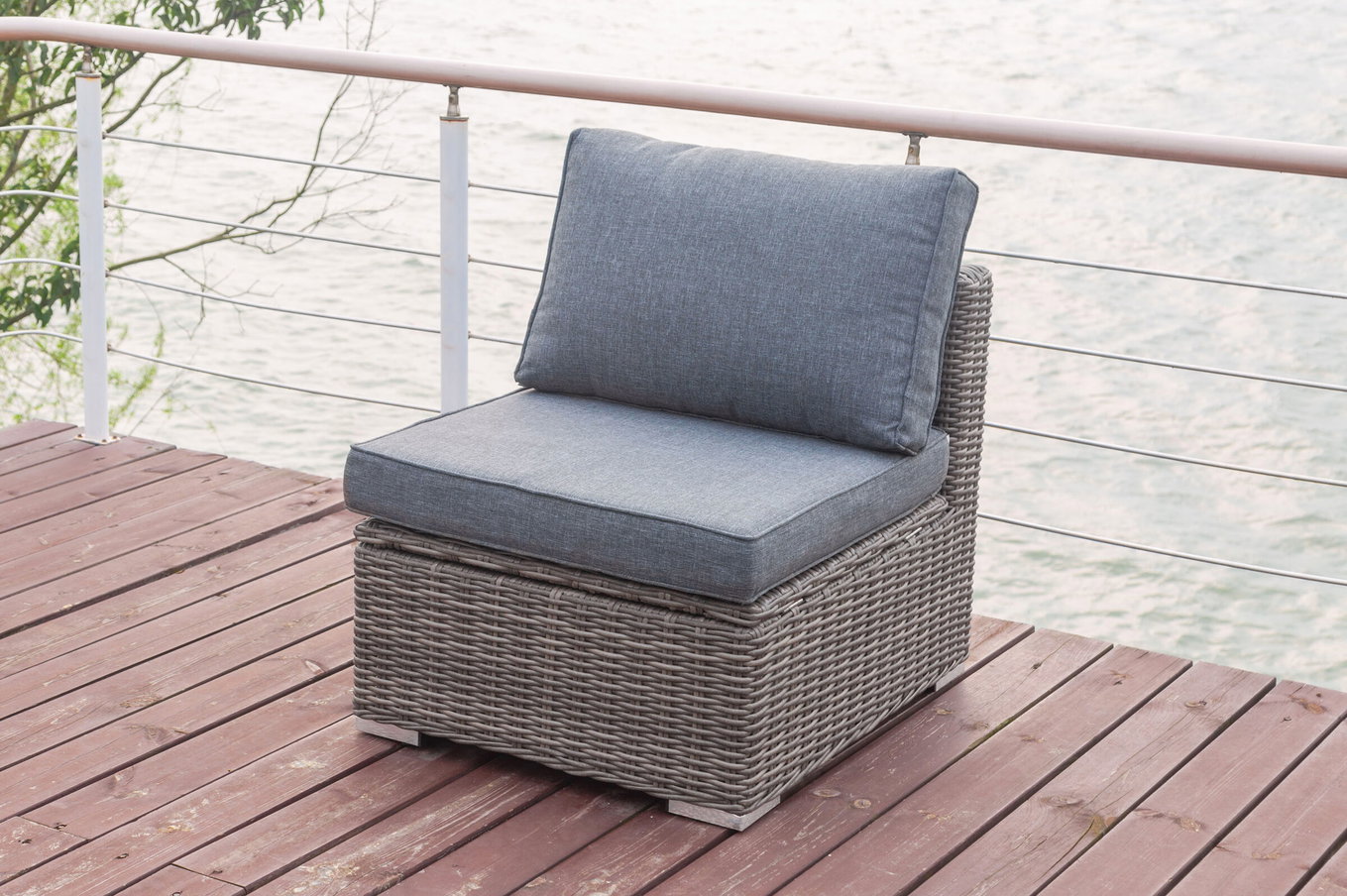 OUTFLEXX Mittelelement, grau, Polyrattan, 70 x 82 x 70 cm, verstellbare Sitzfläche, wasserfeste Kissenbox 18362_3_BOX__1
