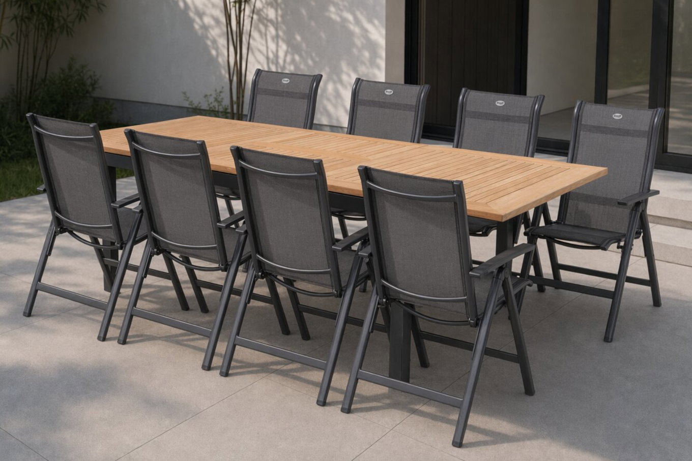 HARTMAN Garten-Essgruppe, xerix-anthrazit, Alu/Teakholz, 210/150x90 cm, 8 Personen