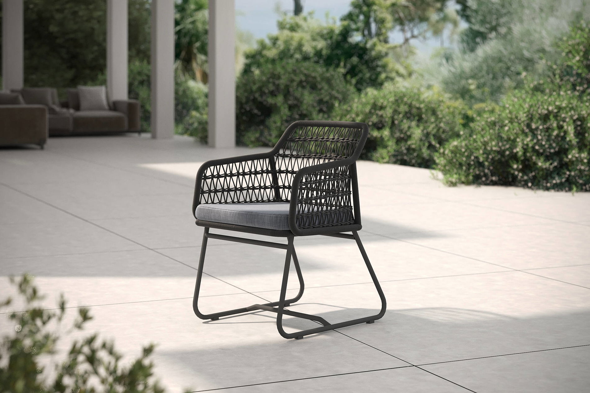 OUTFLEXX Verona Diningsessel, anthrazit, Alu/Rope, 60 x 64 x 83 cm, inkl. Polster mit Reißverschluss