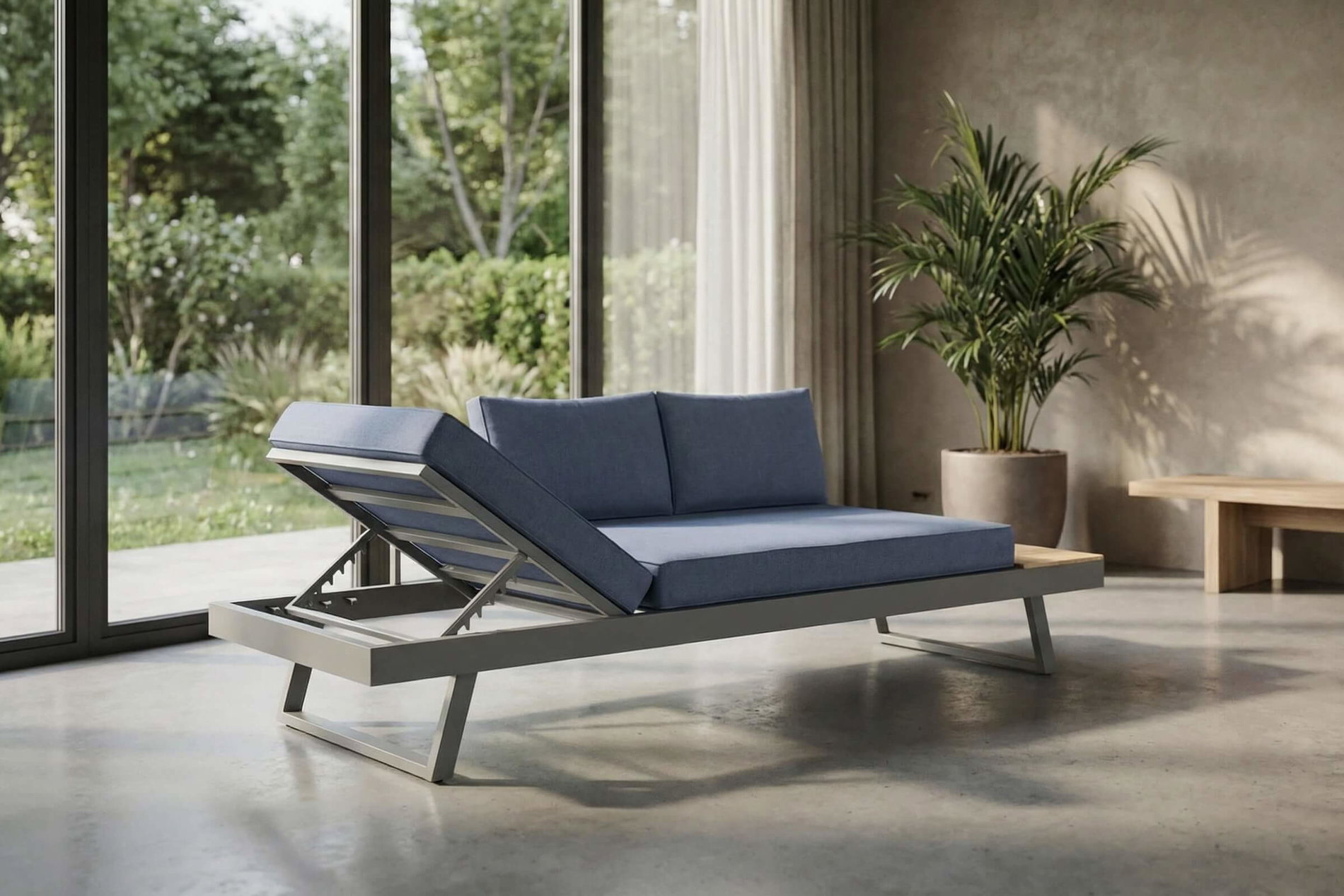 OUTFLEXX Lounge/Liege, silber, Alu/Polyester, verstellbar, hoher Liegekomfort, 230 x 80 cm