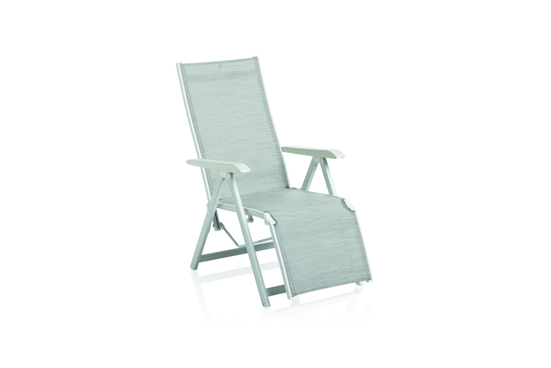 KETTLER BASIC PLUS Relaxsessel,  weiß matt/hellgrau, Alu/Outdoorgewebe, klappbar, rostfreies Material, 0301216-5200 