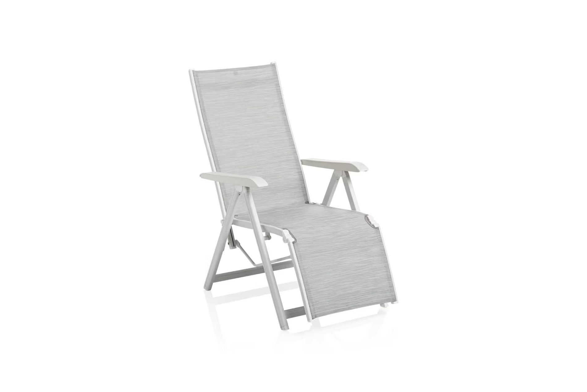 KETTLER BASIC PLUS Relaxsessel,  weiß matt/hellgrau, Alu/Outdoorgewebe, klappbar, rostfreies Material, 0301216-5200 