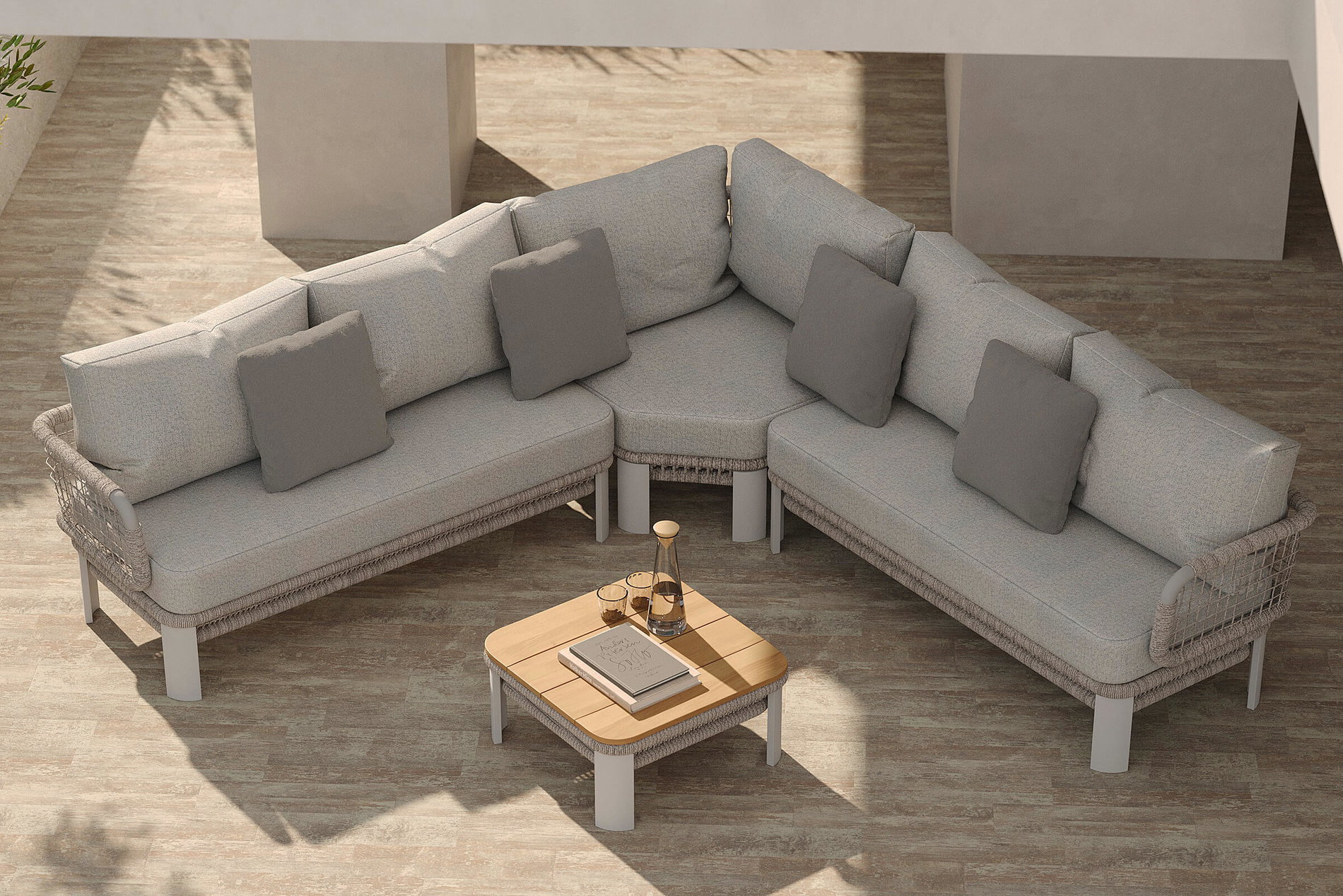 OUTFLEXX Altea Gartenlounge für 5 Personen, grau, Alu/Rope/Polyester, inkl. Tisch