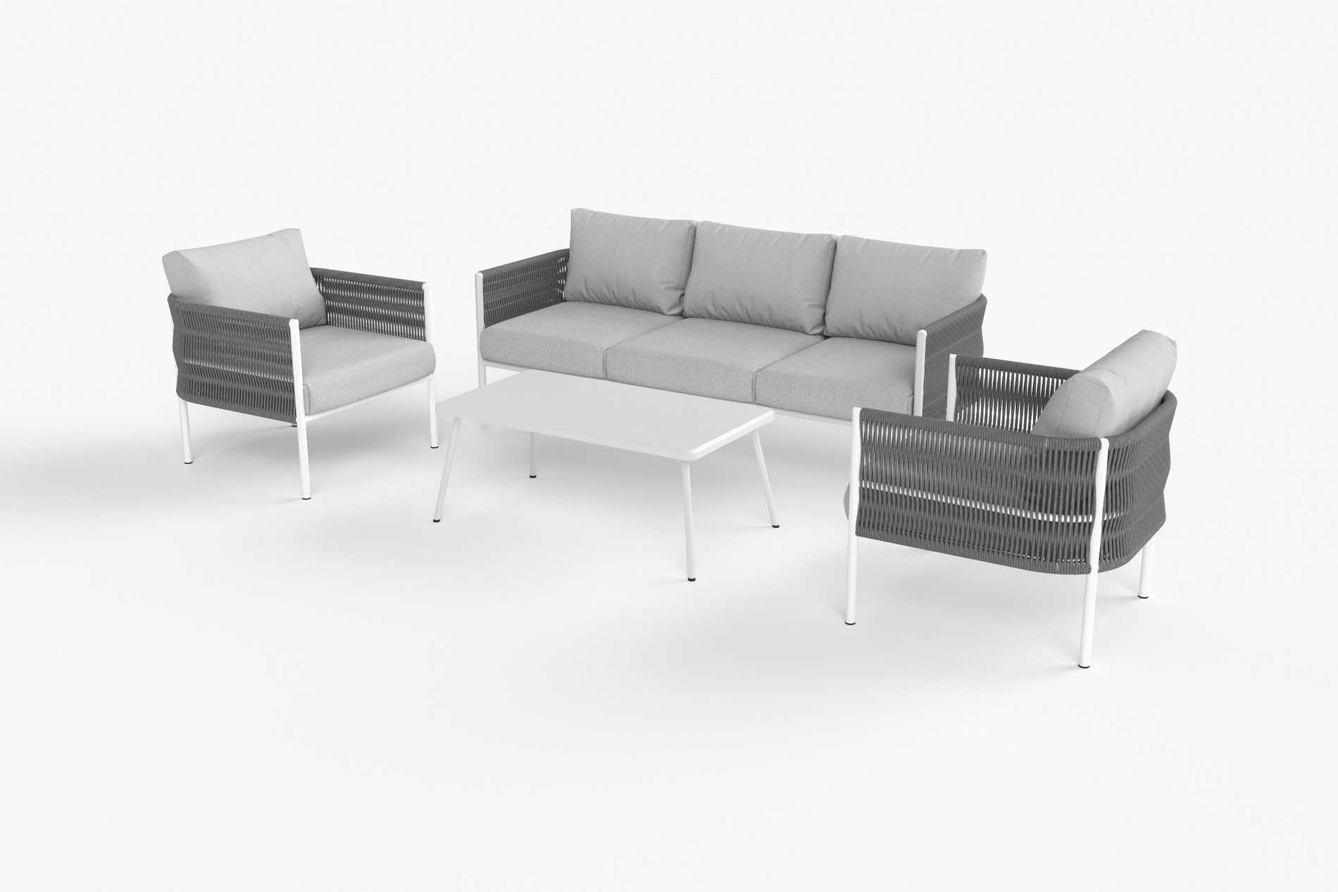 OUTFLEXX Odense Gartenlounge, 5 Personen, Tisch 100 x 55 cm, inkl. Polster, Aluminium/Rope-Geflecht OUTFLEXX Odense Gartenlounge, 5 Personen, Tisch 100 x 55 cm, inkl. Polster, Aluminium/Rope-Geflecht
