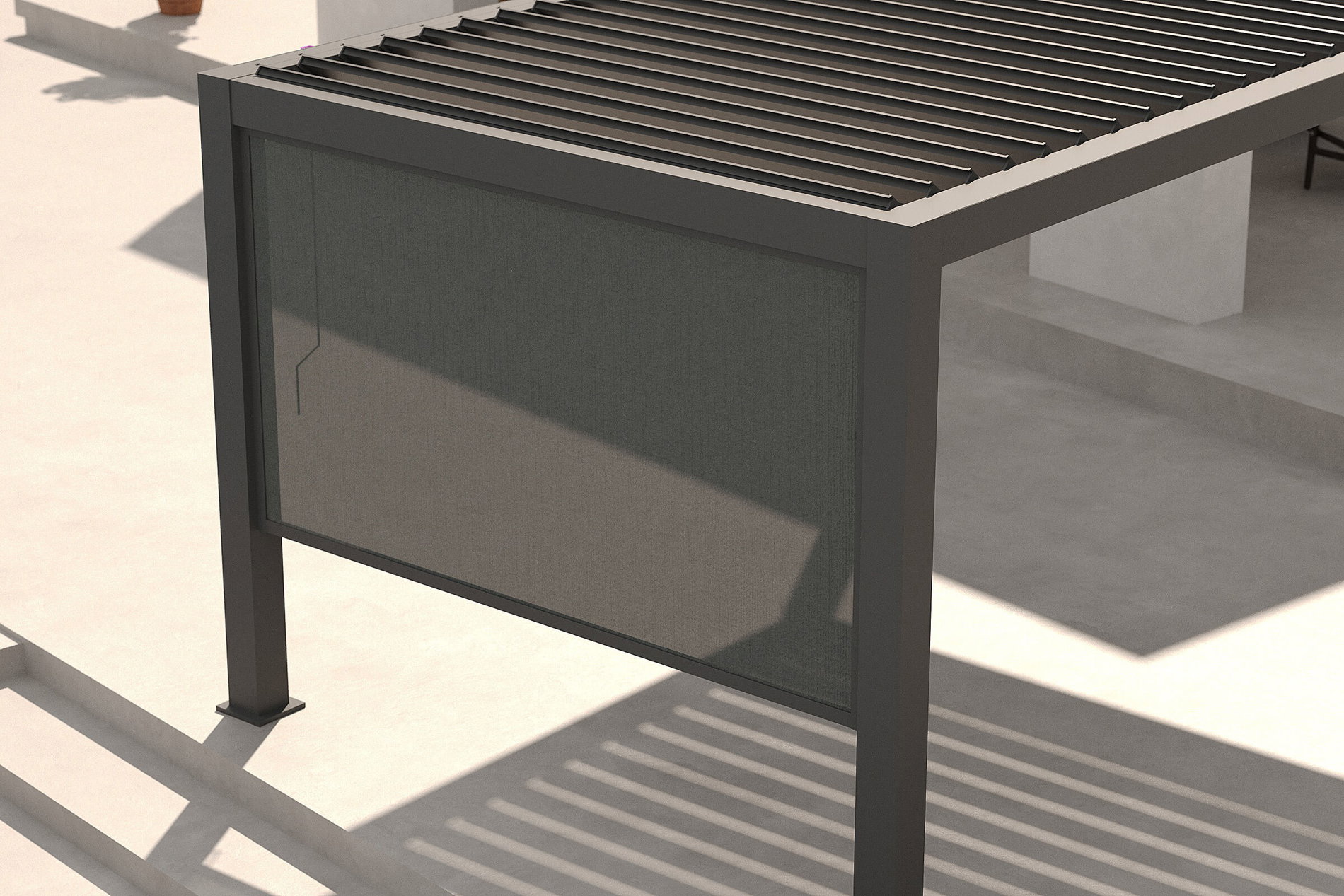 OUTFLEXX Antalya Seitenrollo, schwarz, Aluminium mit Textilene-Gewebe, 3 x 2,7 m, UV- und witterungsbeständig