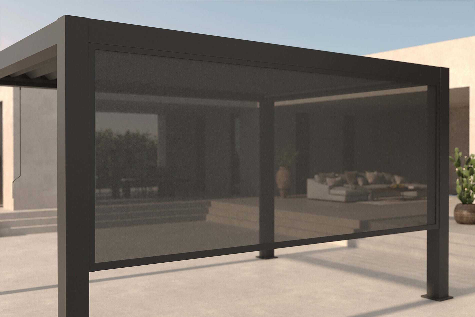 OUTFLEXX Antalya Seitenrollo, schwarz, Aluminium und Textilene, 4 x 2,3 m, UV- und witterungsbeständig