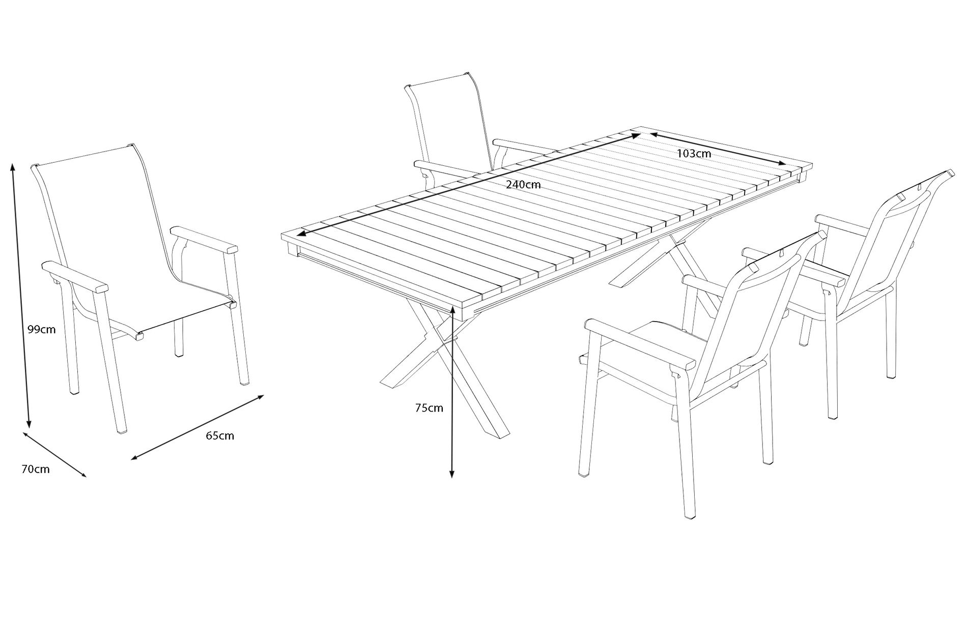 KETTLER Exklusivmodell BasicPlus 2026, Garten-Essgruppe mit LED-Beleuchtung, anthrazit/natur, Alu/Holzimitat, 240 x 100 cm, 4 Stapelstühle