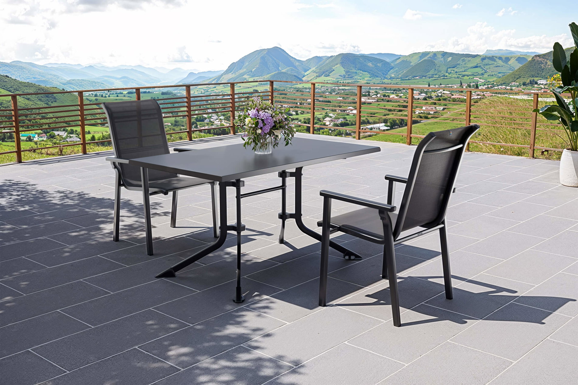 KETTLER BasicPlus Pro Balkon-Set, anthrazit, Aluminium/Textilene/Kettalux, 140 x 95 cm Tisch, 2 Stapelsessel KETTLER BasicPlus Pro Balkon-Set, anthrazit, Aluminium/Textilene/Kettalux, 140 x 95 cm Tisch, 2 Stapelsessel
