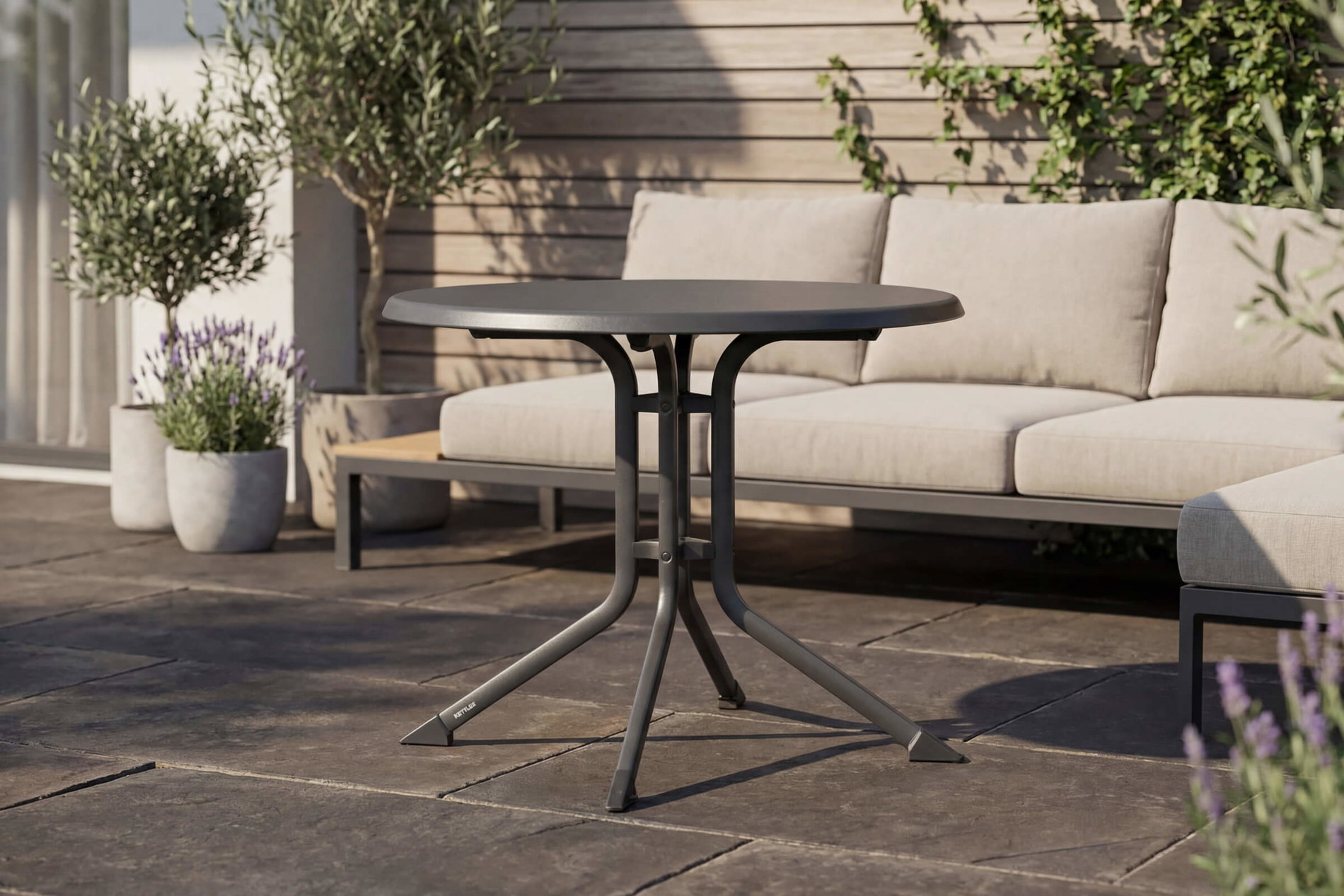 KETTLER BOULEVARD Klapptisch, anthrazit, Aluminium/KETTALUX, Ø 70 cm, schmutzabweisend, klappbar, rund