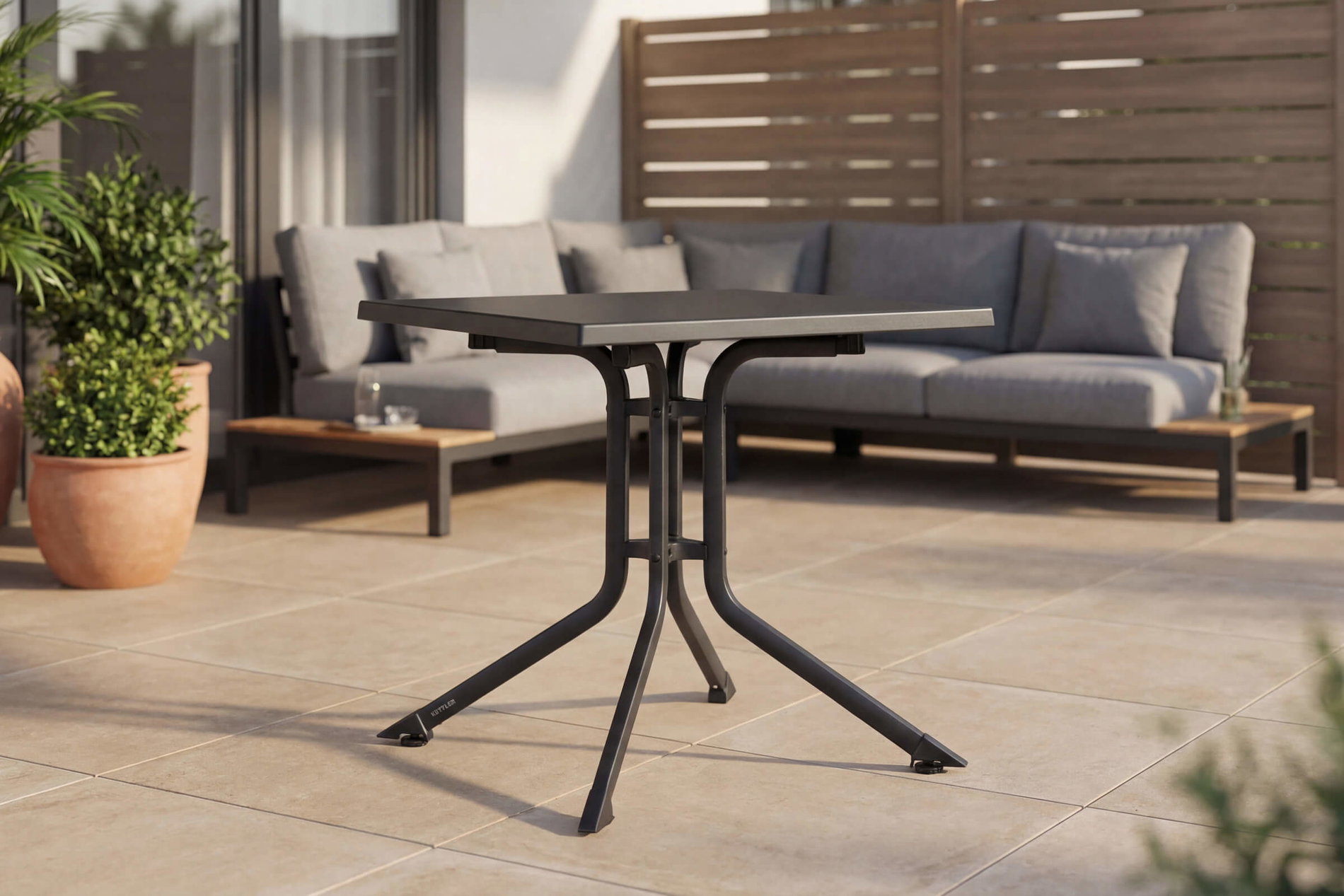 KETTLER BOULEVARD Klapptisch, anthrazit, Aluminium/KETTALUX, 70 x 70 cm, schmutzabweisend, stabil