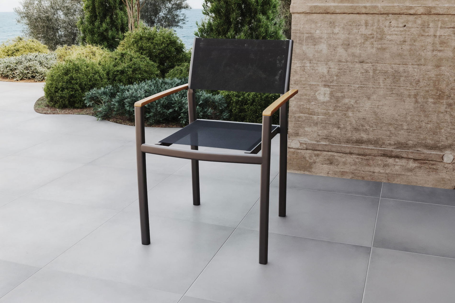 VILLANA Tasmania Stapelsessel, dunkelgrau, Alu/Eukalyptus, rostfreies Material, witterungsbeständig, FSC®-zertifiziertes Produkt 80122__1