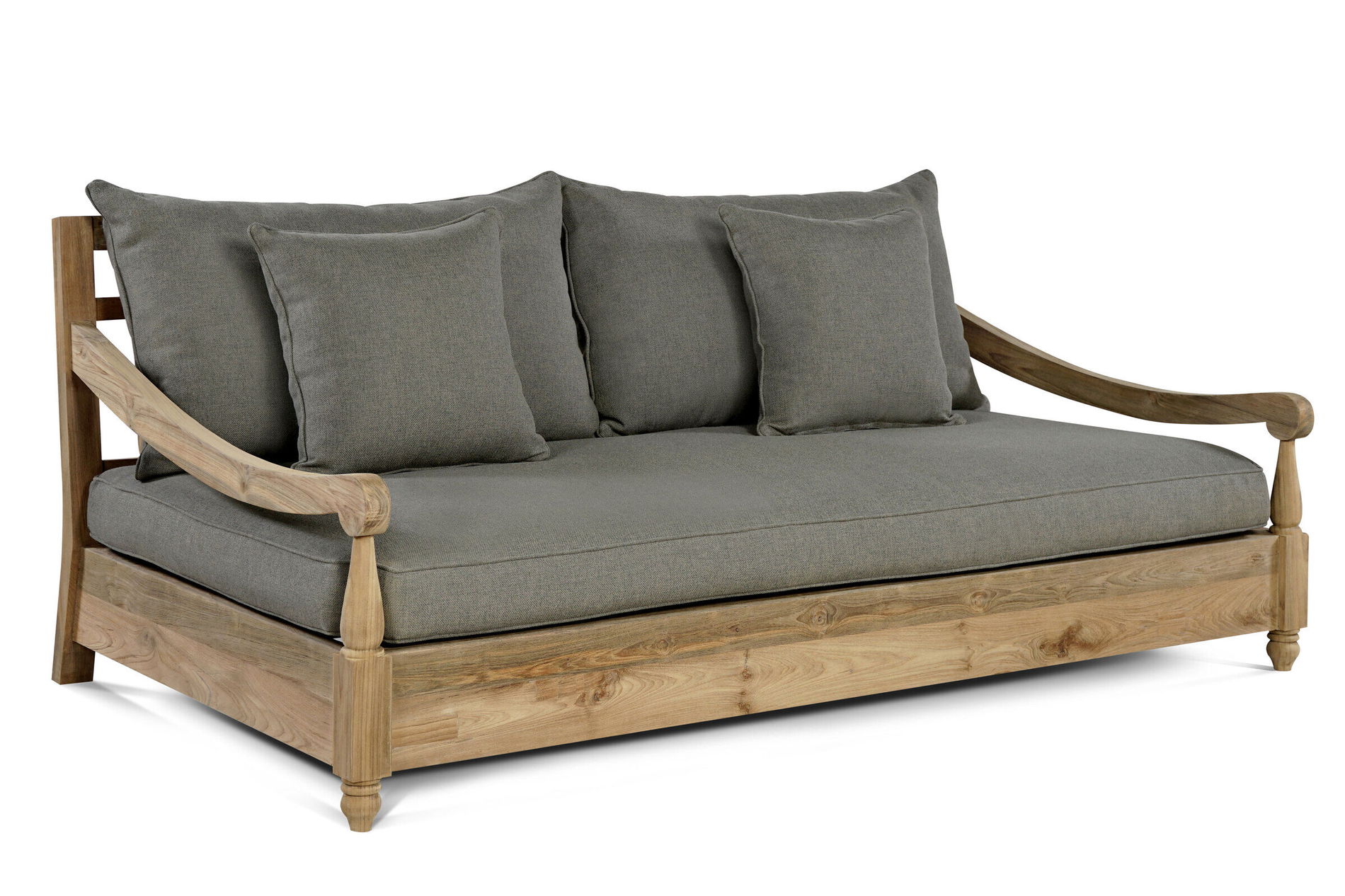 OUTFLEXX Sofa, natur, recyceltes Teak, 190x112x82cm 2 Sitzer, inkl. Kissen, mit Armlehnen, FSC®-zertifiziertes Produkt