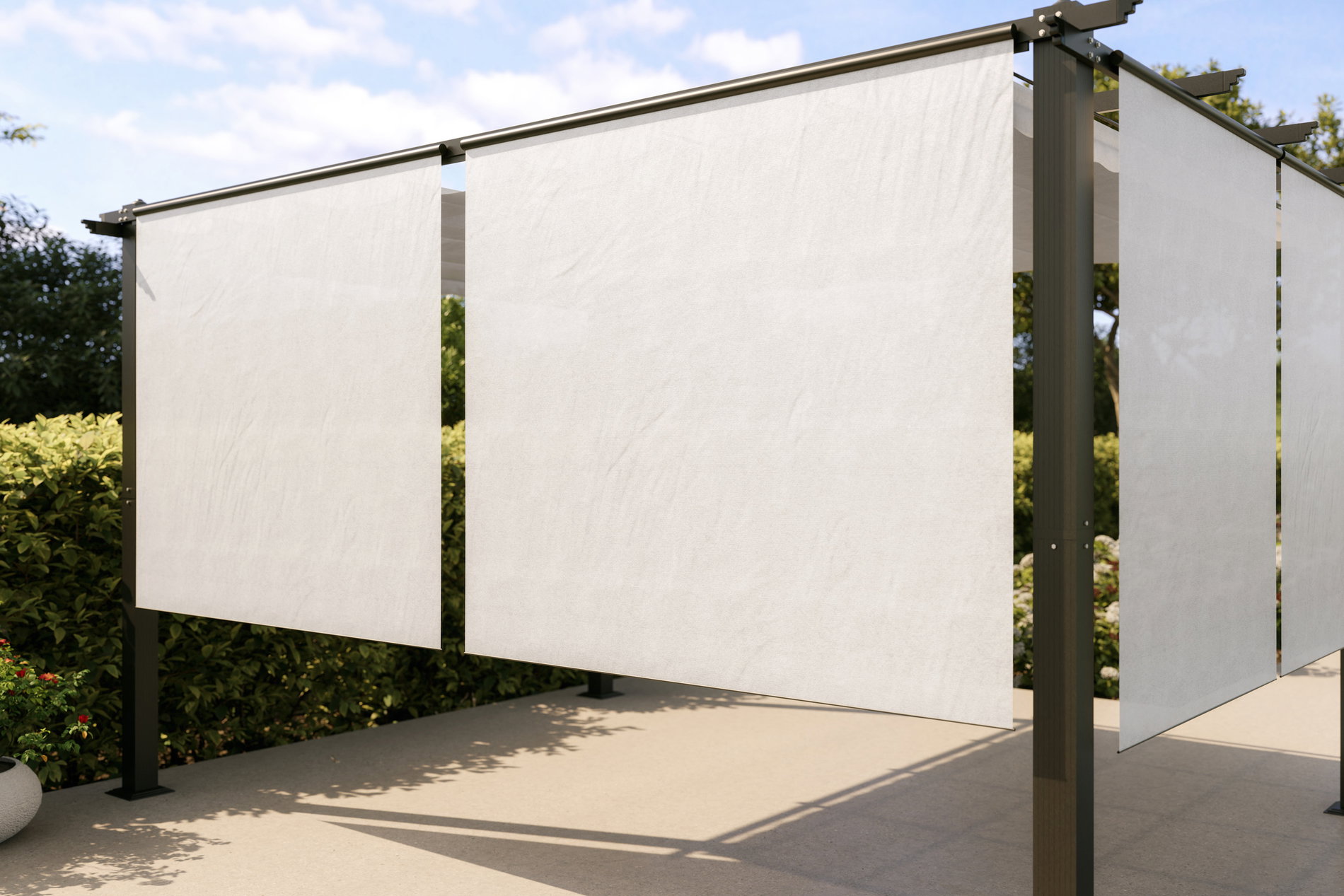 OUTFLEXX 2er Vorhangset, creme, Polyester, 170 x 150 cm, passend für 4m Seite der Pergola 3x4 m/4x4 m