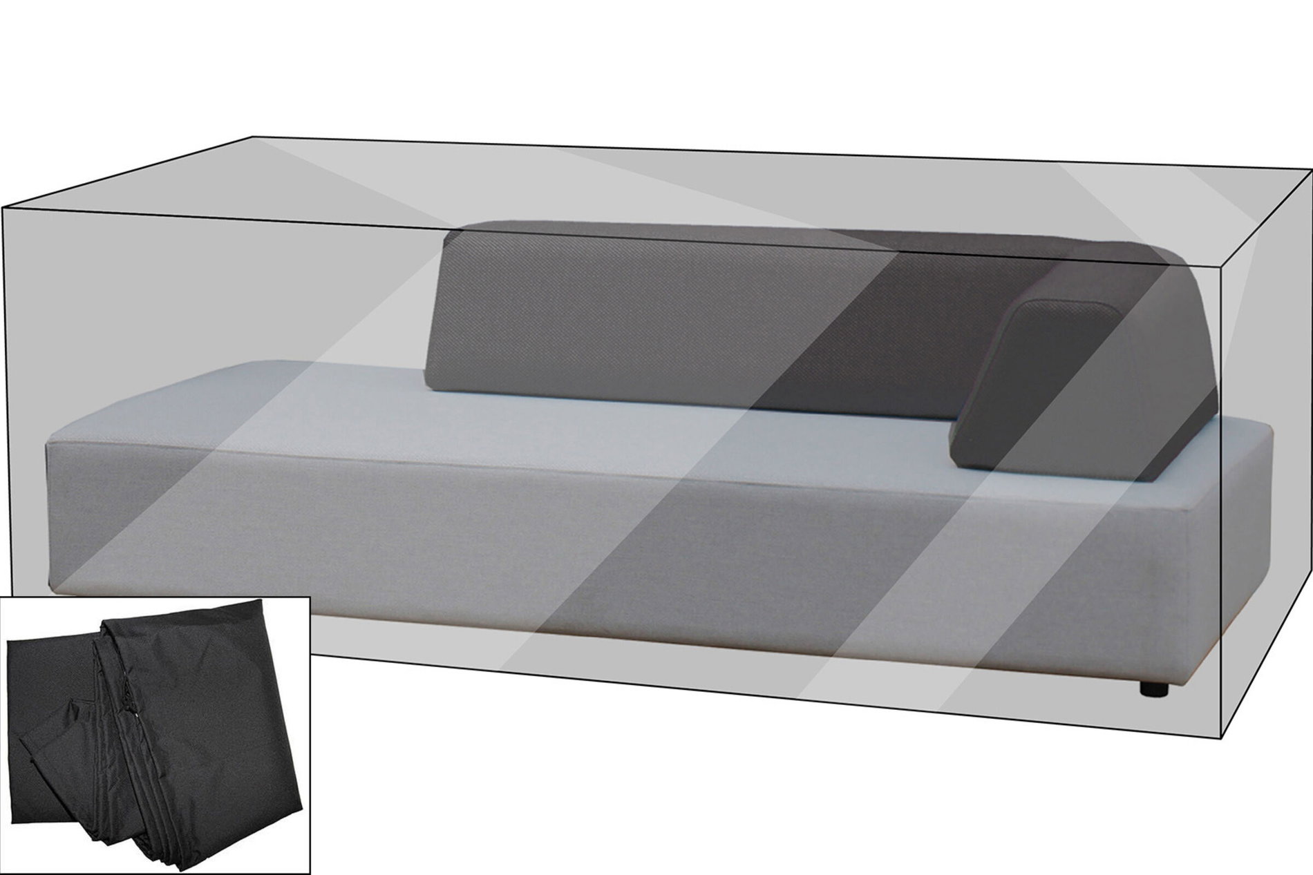 OUTFLEXX Premium Abdeckhaube für Lounge-Element, z.B. Maui Lounge, 107x212x65cm, wasserbeständig, schwarz 21476__1