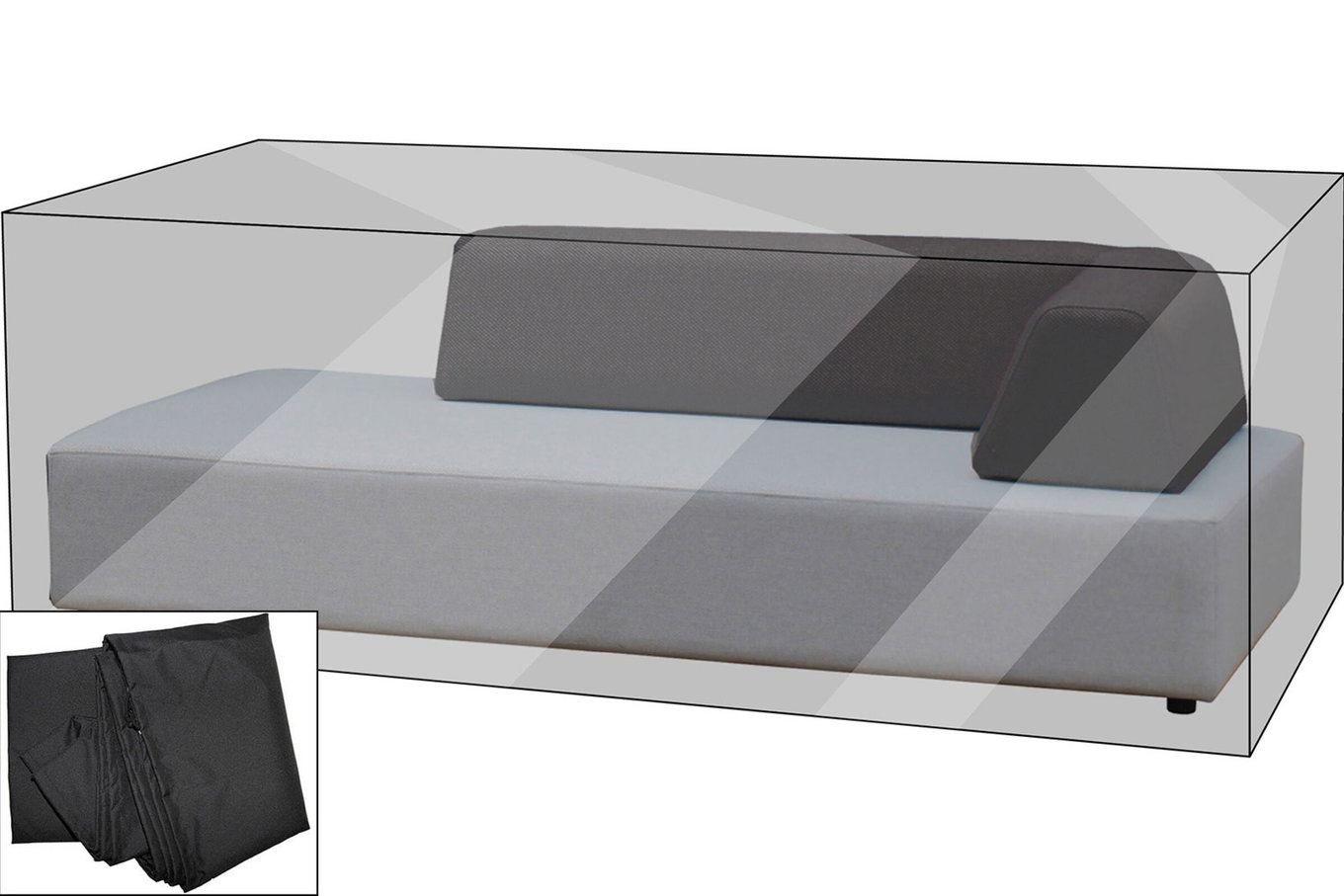 OUTFLEXX Premium Abdeckhaube für Lounge-Element, z.B. Maui Lounge, 107x212x65cm, wasserbeständig, schwarz 21476__1