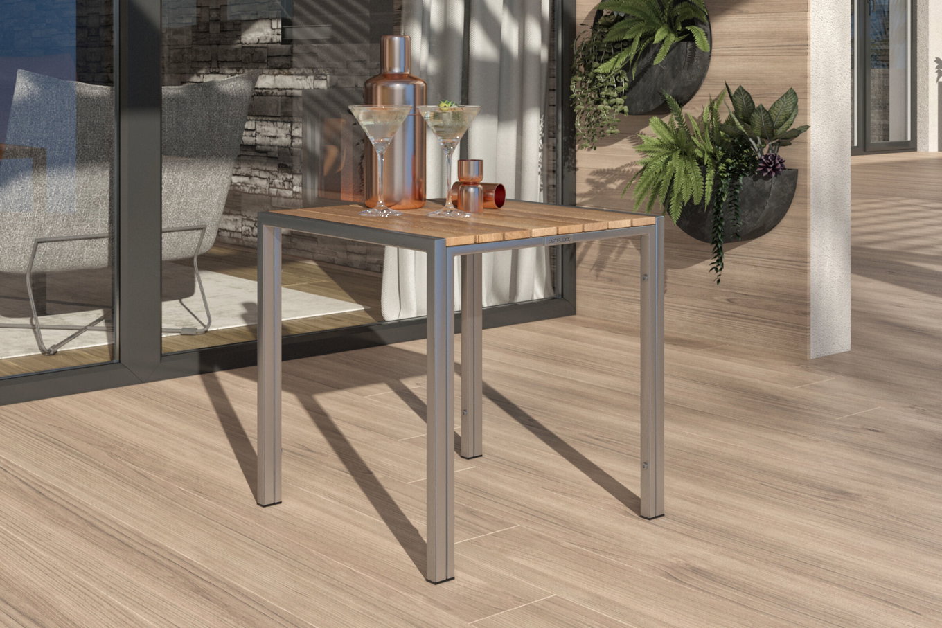 OUTFLEXX Beistelltisch, Teakholz/Edelstahl, 45x45cm, FSC®-zertifiziertes Produkt 13512__1
