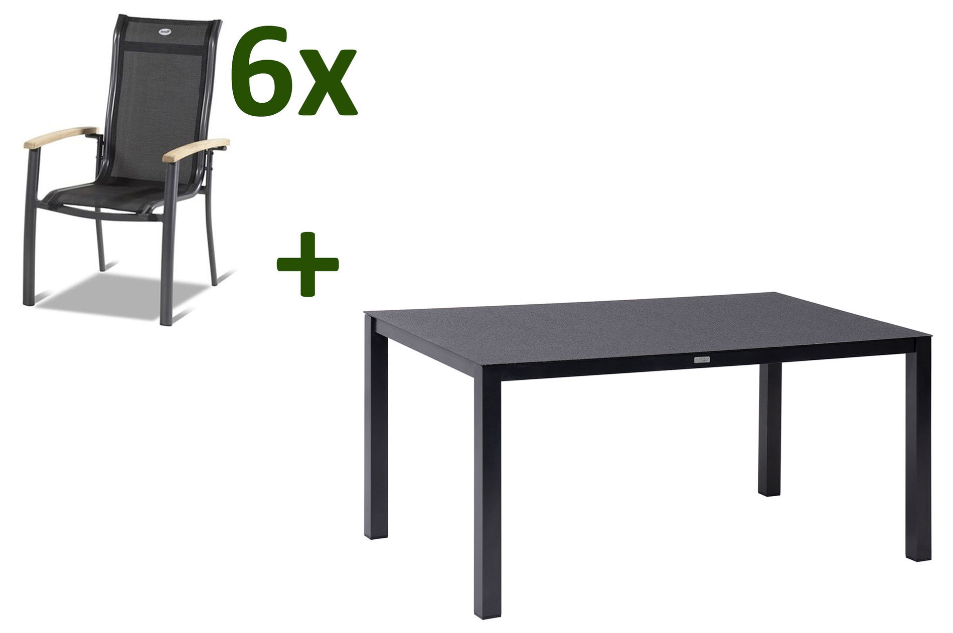 HARTMAN Alice Garten-Essgruppe, xerix, Alu/Spraystone/Teak/4x4 Textilen, 160x95 cm, 6 Stapelsessel 28416__1