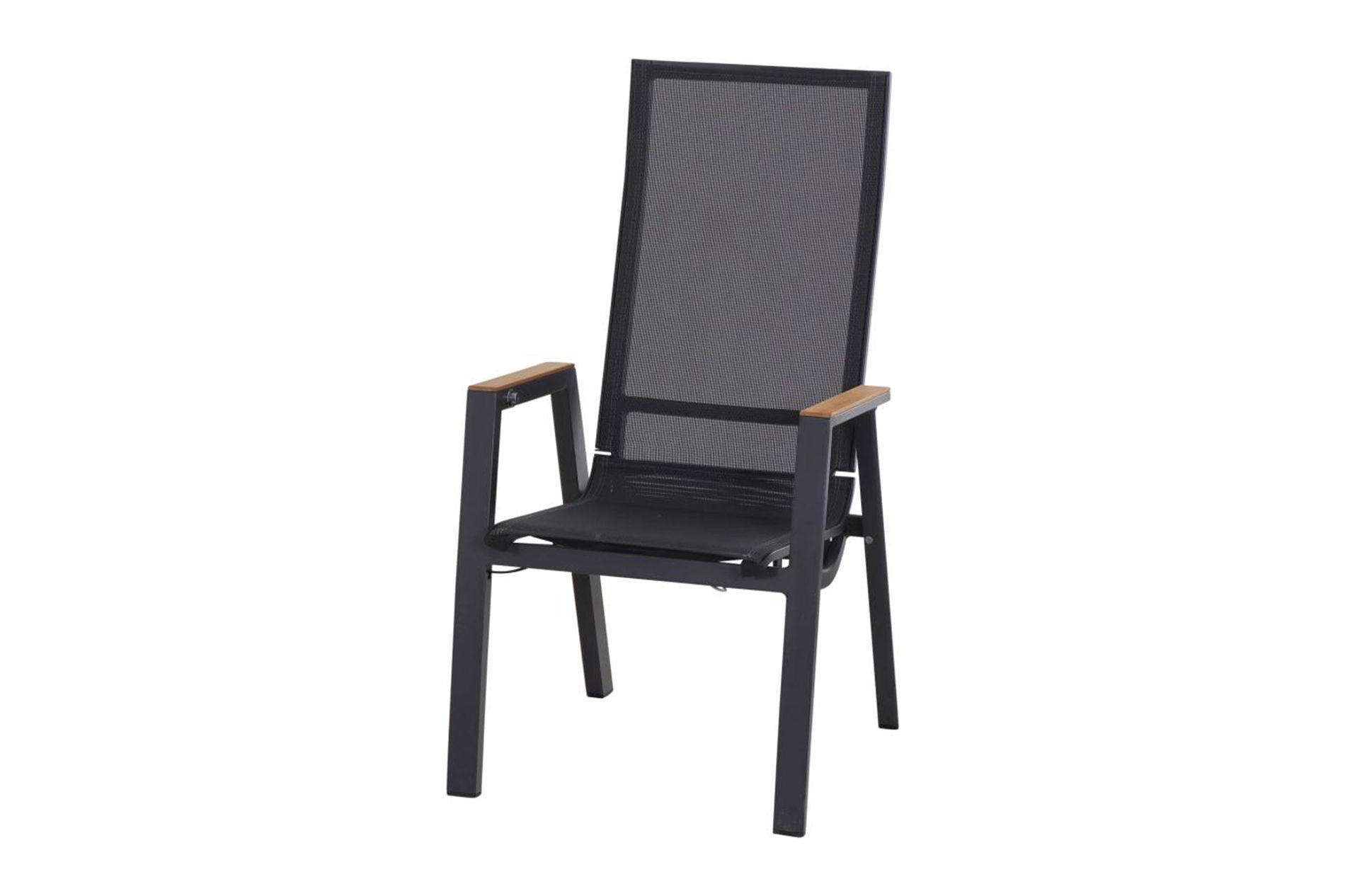 SIENA GARDEN Rondo Move Stapelsessel, anthrazit matt, Alu/Ranotex, 72 x 59 x 110 cm, mit Teak-Armlehnen, stufenlos verstellbar 30806__1