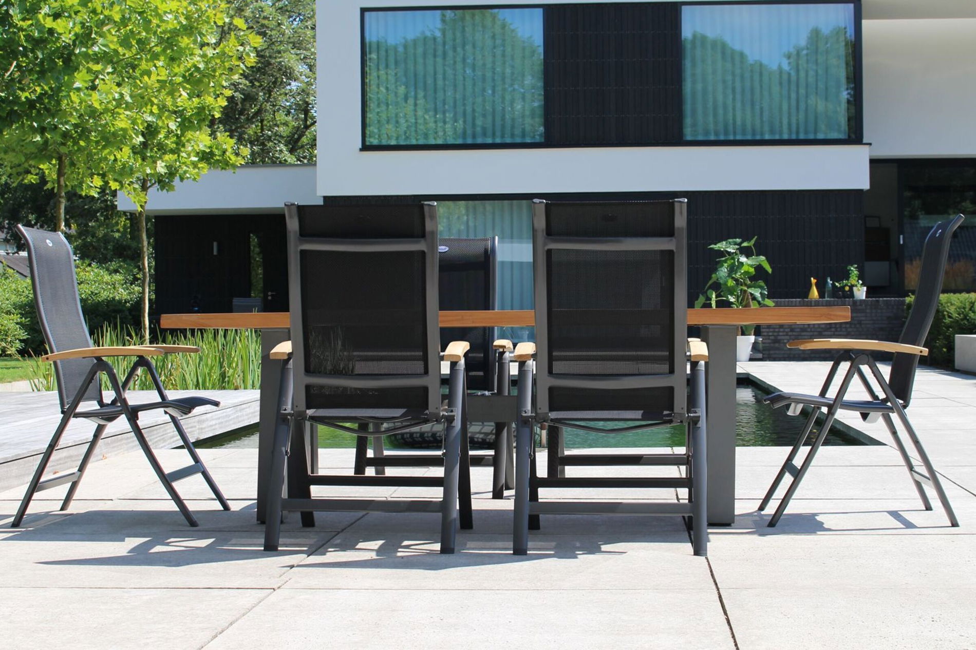 HARTMAN Sondermodell Yasmani/Alice Garten-Essgruppe, xerix, Alu/Teakholz, 4x4 Textilen, 240x100cm, 6 Klappstühle 19045__1