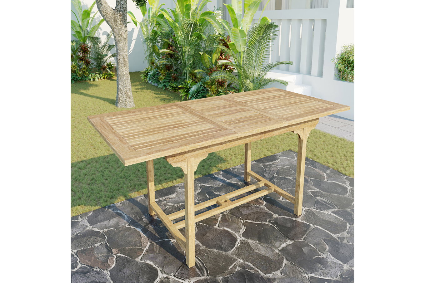 OUTFLEXX Ontario Ausziehtisch, natur, Teakholz, 160/210x90cm, fein geschliffen 18310__1