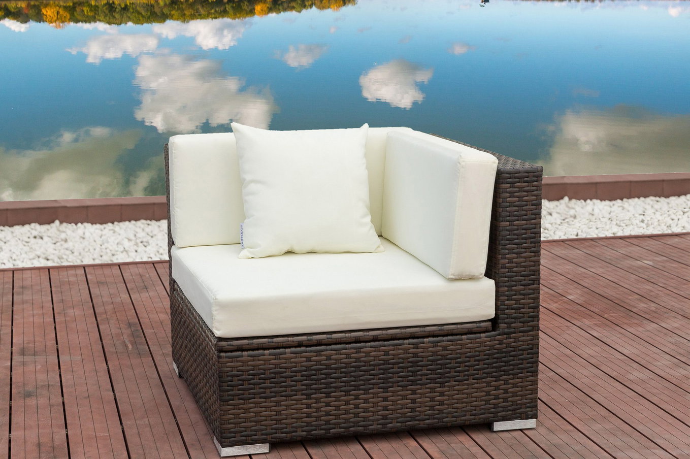 OUTFLEXX Eckelement, braun marmoriert, Polyrattan, 85 x 85 x 70 cm, wasserfeste Kissenbox 15734_6_BOX__1