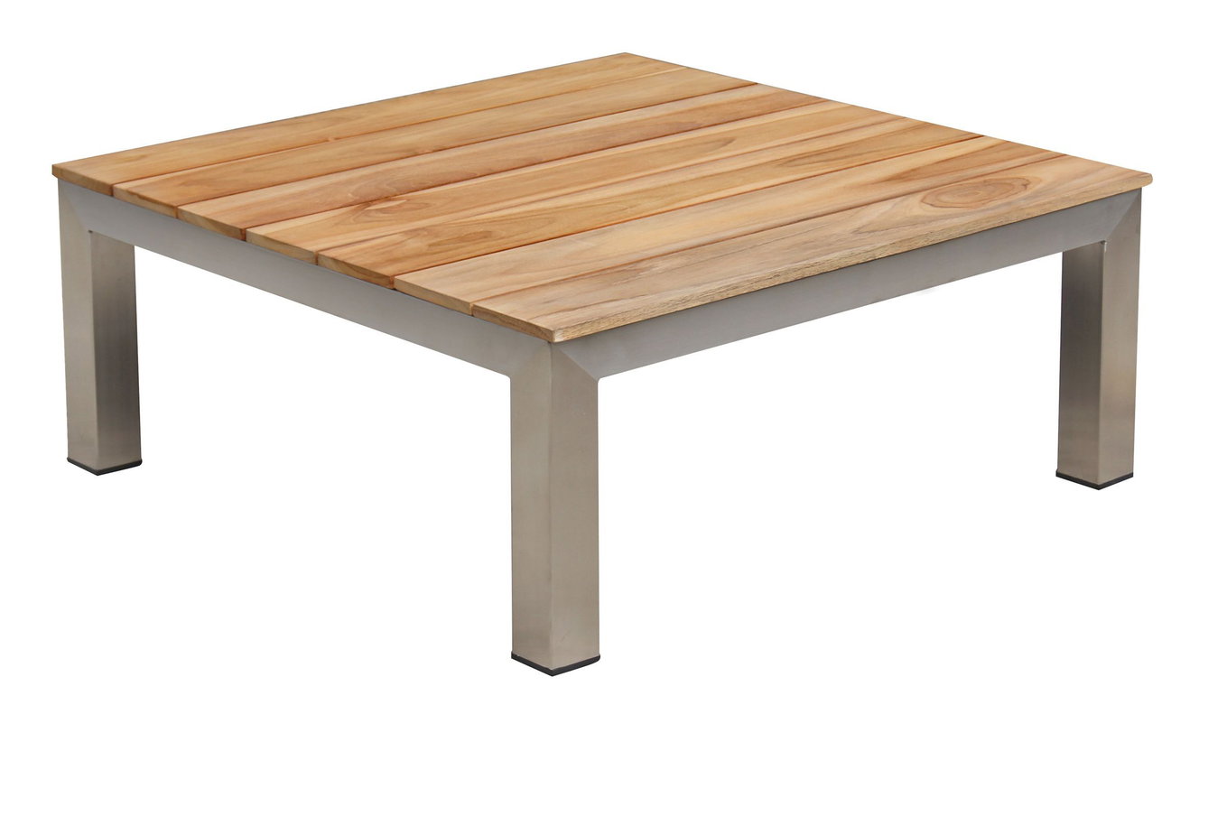 OUTFLEXX Beistelltisch, silber/natur, Edelstahl/Teakholz, 69 x 69 x 29 cm, FSC®-zertifiziertes Produkt 18292__1