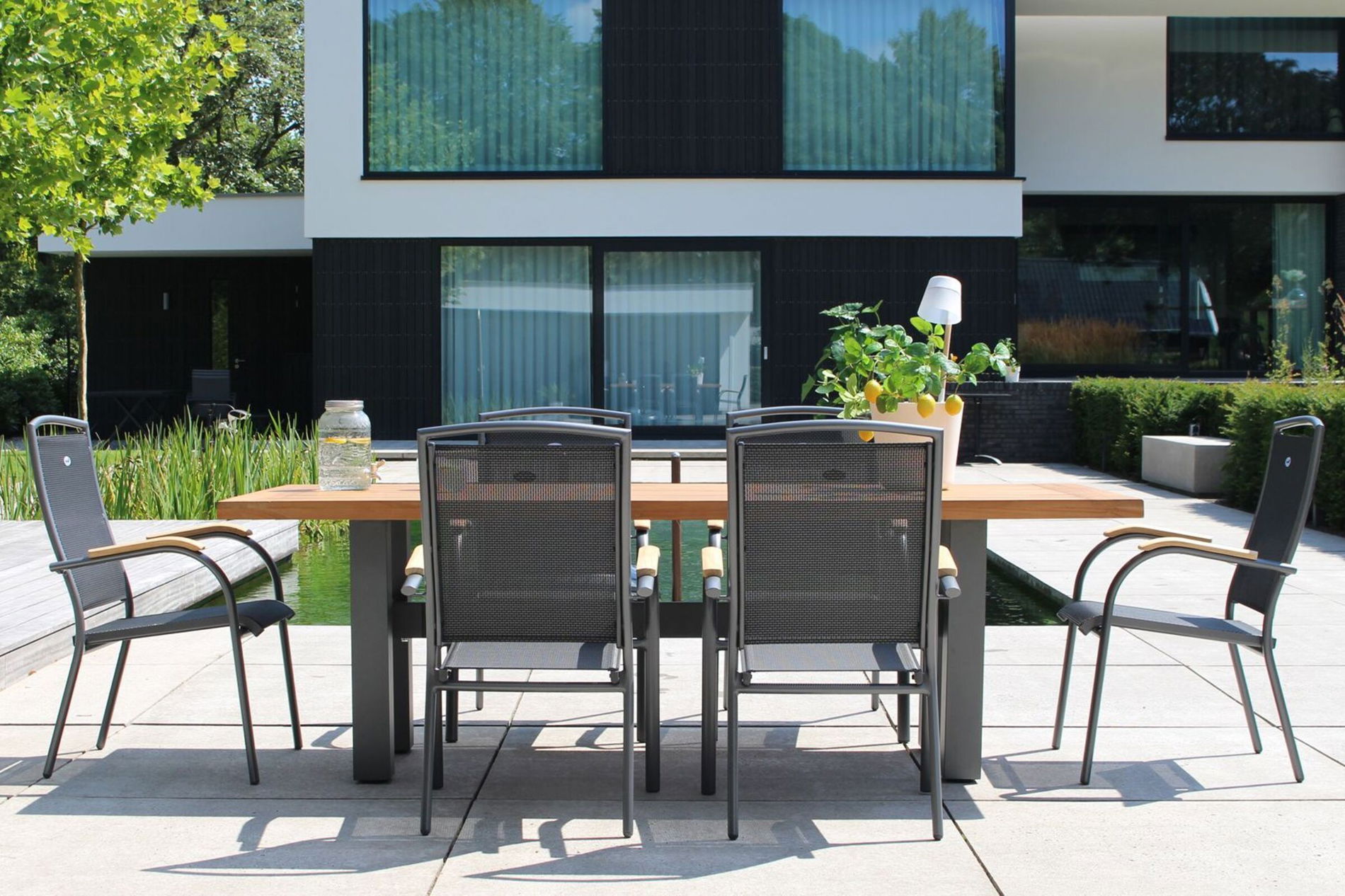 HARTMAN Sondermodell Yasmani/Raffaelo Garten-Essgruppe, xerix, Alu/Teakholz, 240x100cm, 6 Stapelsessel 19037__1