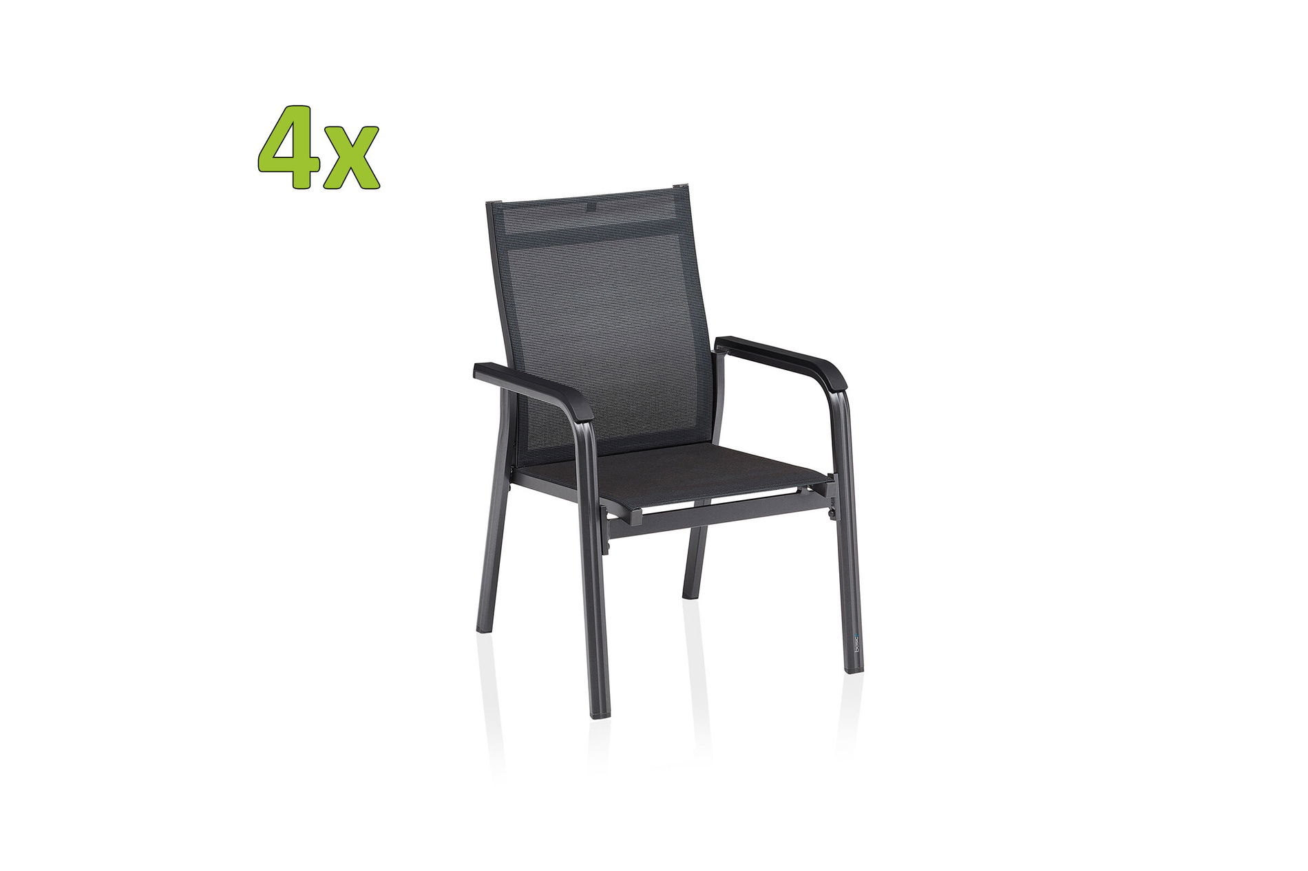 KETTLER Basic PlusPremium, anthrazit/lakritz, Alu/Outdoorgewebe, 4x Stapelsessel (0102405-7000) 31500__1