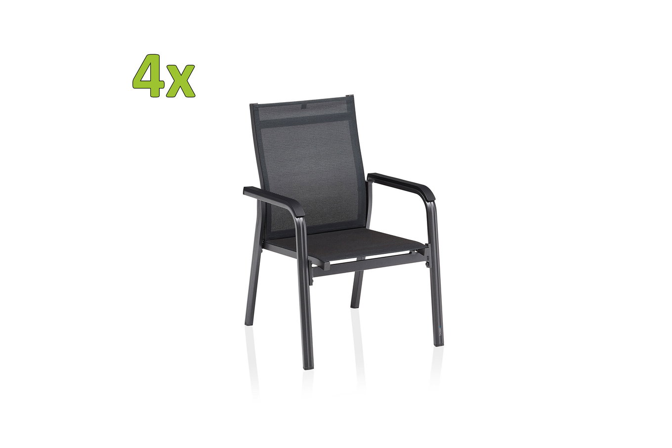 KETTLER Basic PlusPremium, anthrazit/lakritz, Alu/Outdoorgewebe, 4x Stapelsessel (0102405-7000) 31500__1