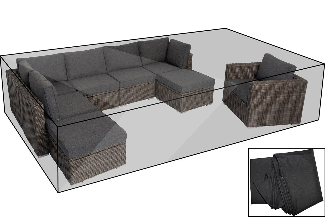 OUTFLEXX Premium Abdeckhaube, für Lounge, z.B. 18365-BOX, schwarz, 310x180x68 cm, wasserbeständig 19013__1