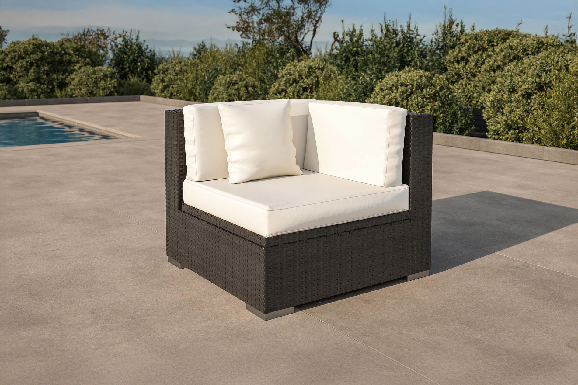 OUTFLEXX Eckelement, creme/weiß, schwarz, Polyrattan, inkl. Polster und Kissen, wasserfeste Kissenbox 2392_6_BOX__1