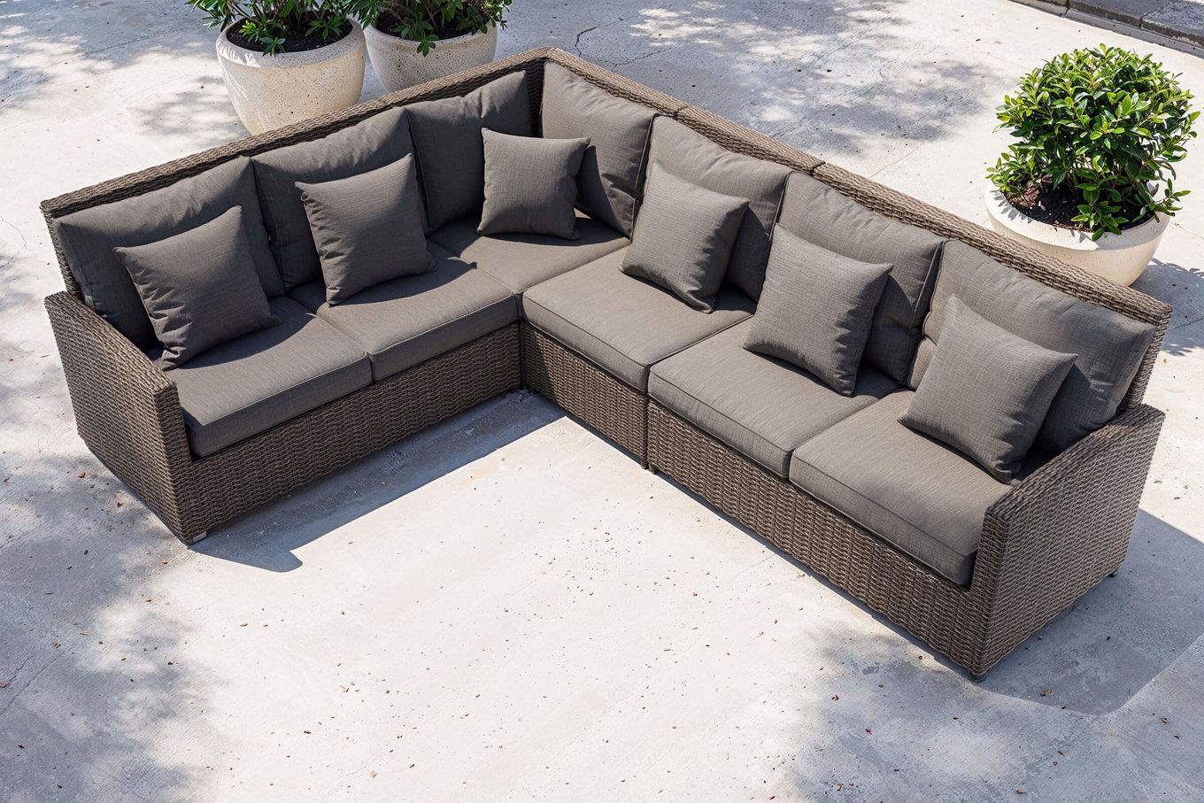 OUTFLEXX Ecklounge, grau, Polyrattan, 4tlg, 5-6 Personen, inkl. Polster und Kissen 20661__1