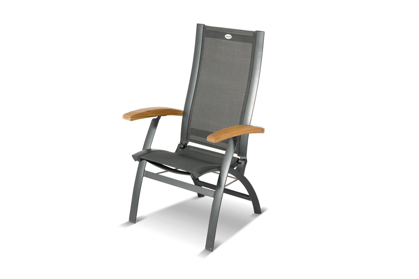 HARTMAN Primo Klappstuhl, xerix/anthrazit, Alu/Teak/Textilene, 71,5x70x112cm, verstellbar, Teak Armlehnen 22451__1